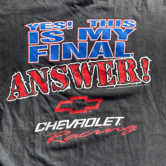 Chevrolet Racing All Sport Mens T-Shirt Large “Yes This Is My Final Answer “ - Picture 2 of 5